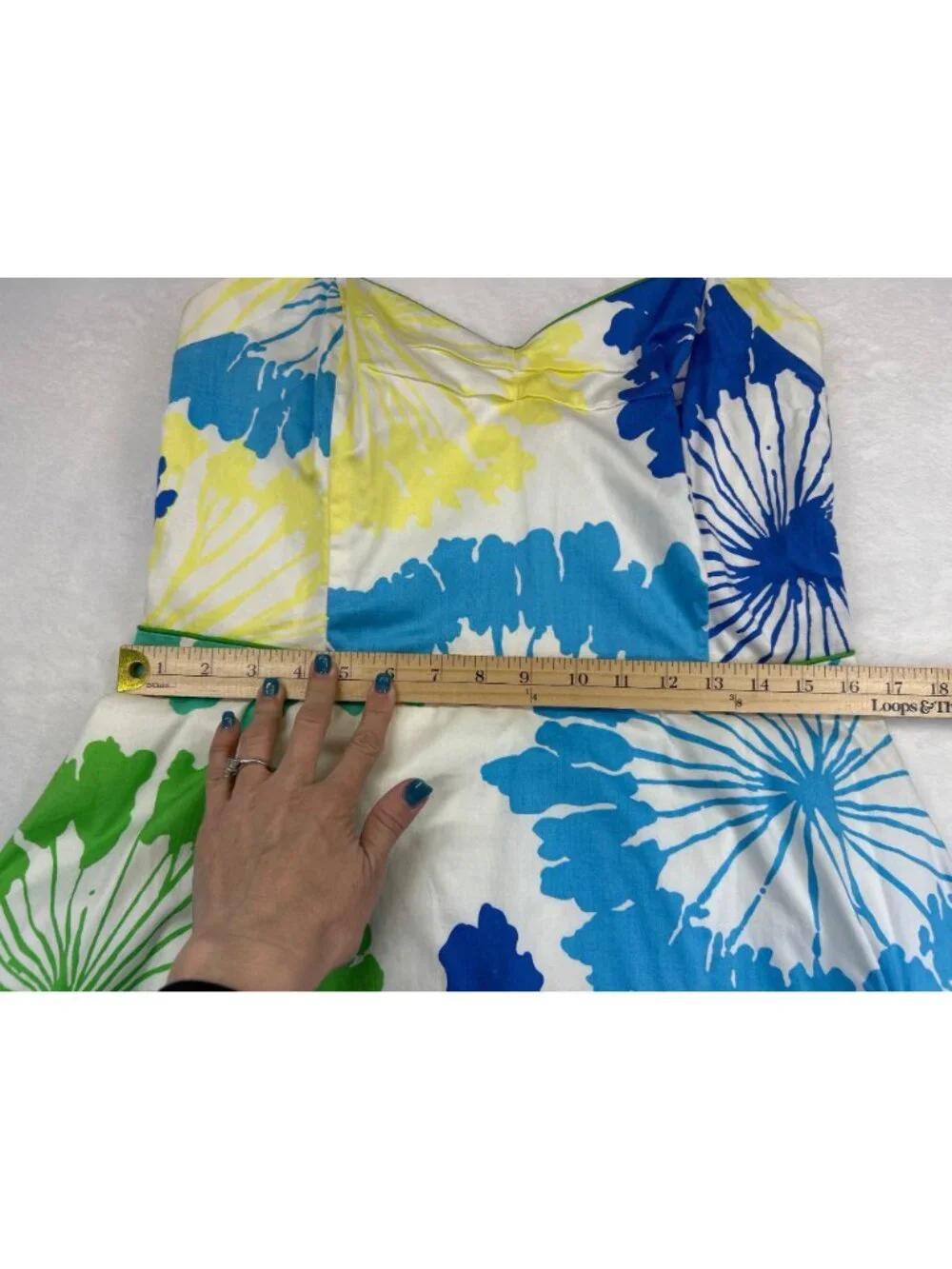 Lilly Pulitzer Halter Blue Green Dress Women's 12 Floral Vacation Sundress - Picture 11 of 12